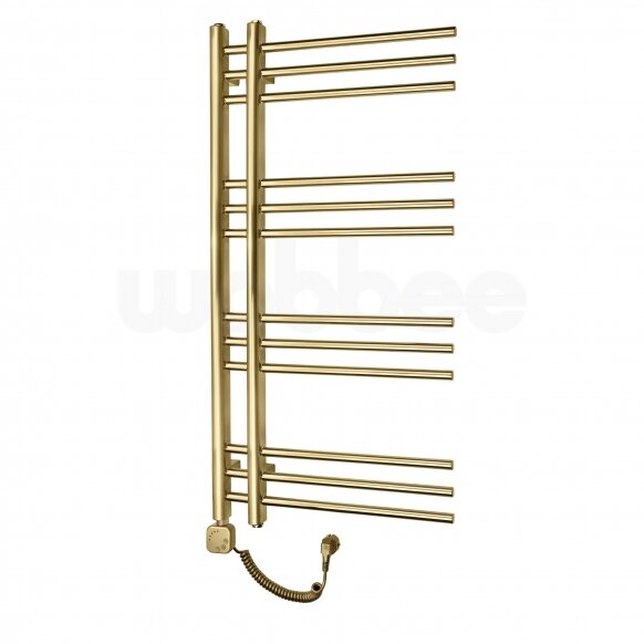 Braižyto aukso spalvos elektrinis rankšluosčių džiovintuvas WOBBEE GLASTON GOLD PVD 50x100 cm